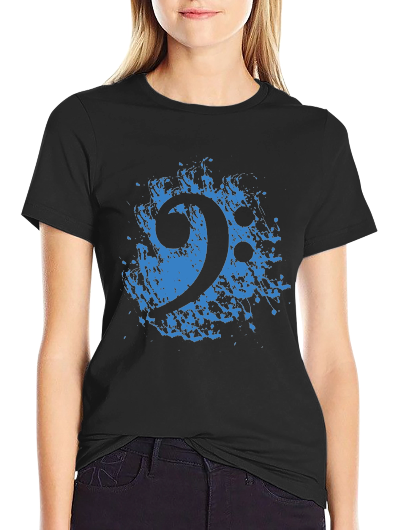 Bass Clef Splash T-Shirt - Black Music Tee
