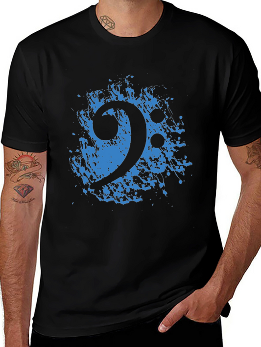 Bass Clef Splash T-Shirt - Black Music Tee