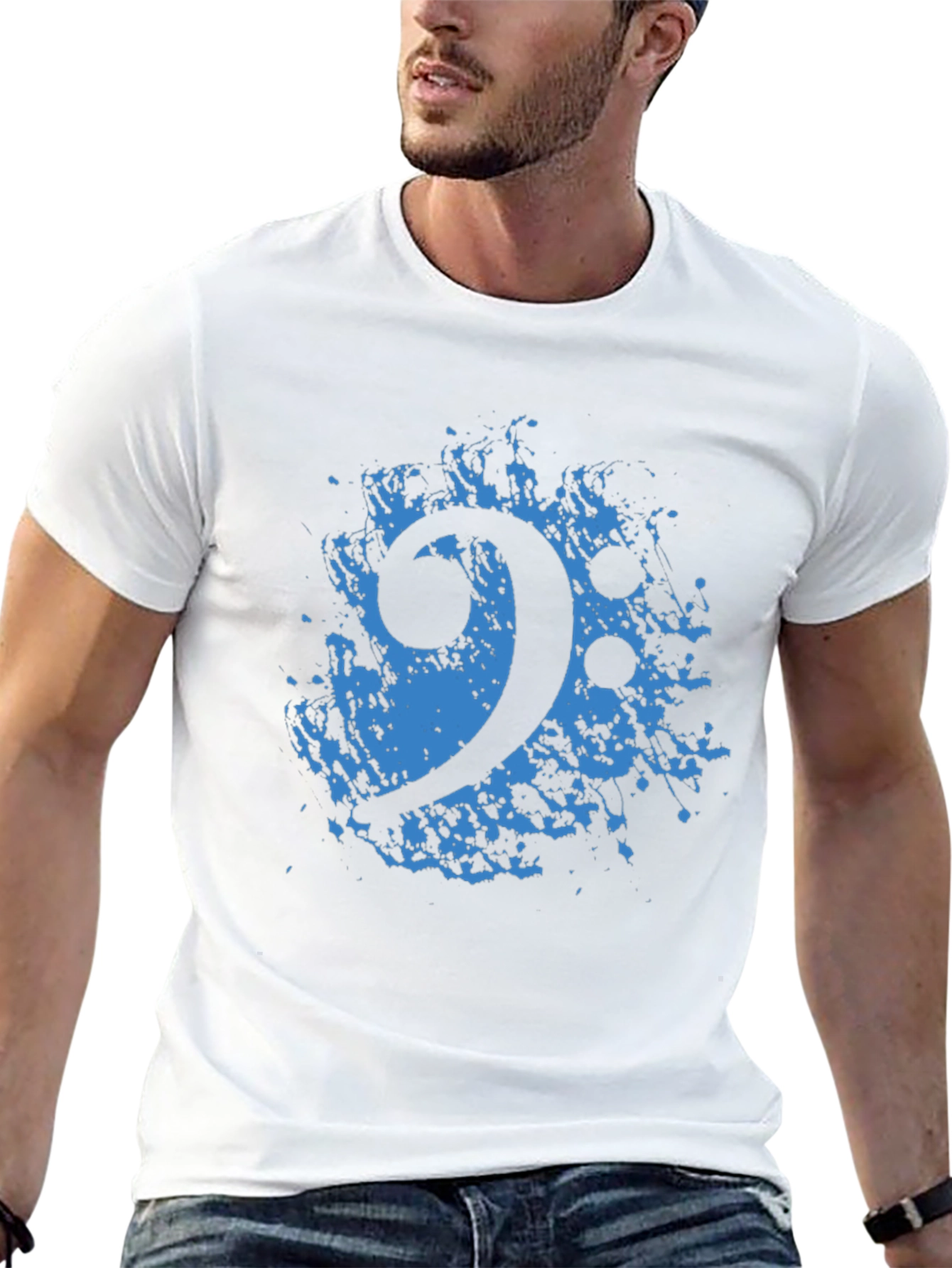 Bass Clef Splash T-Shirt - Black Music Tee
