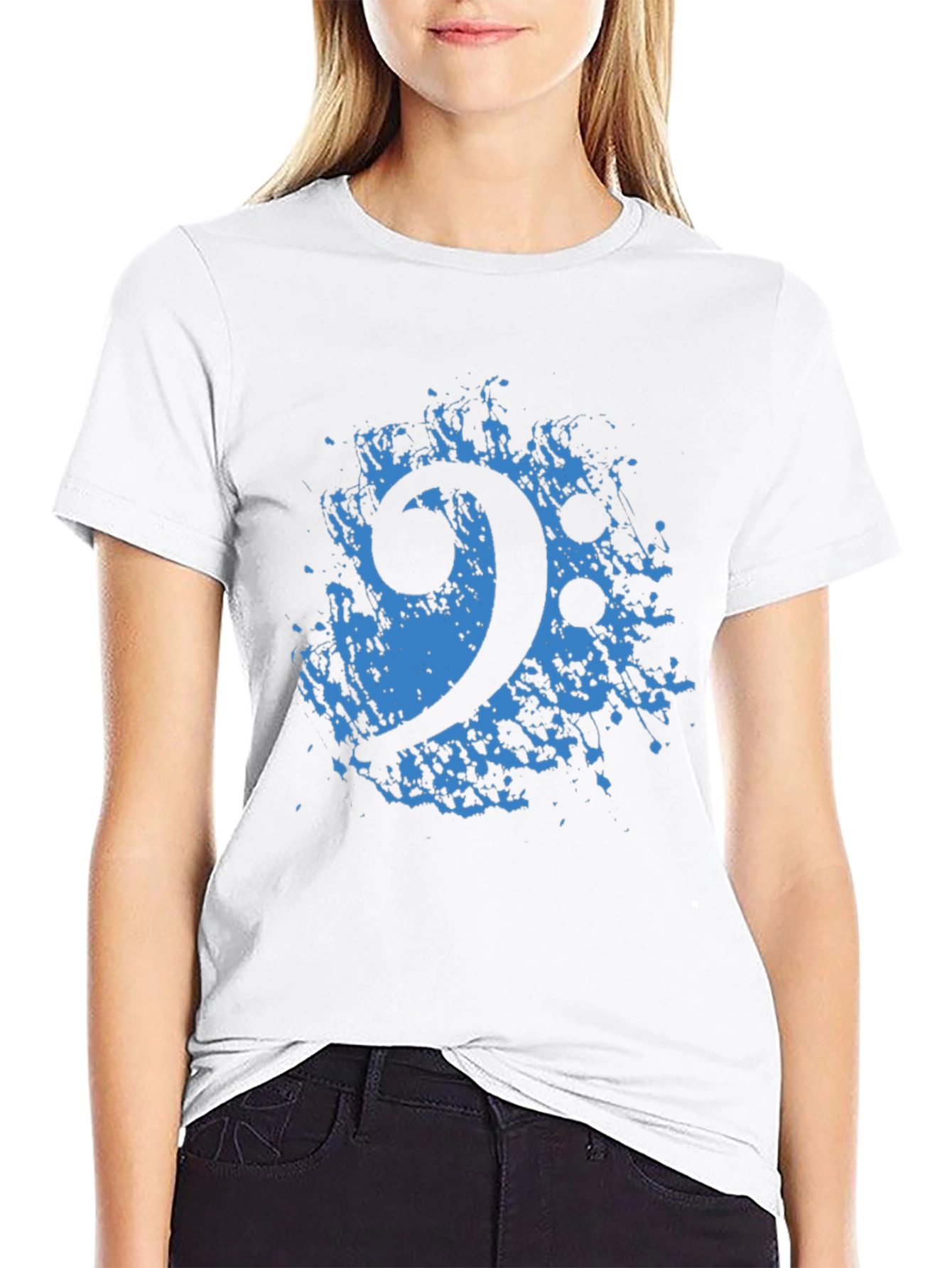 Bass Clef Splash T-Shirt - Black Music Tee
