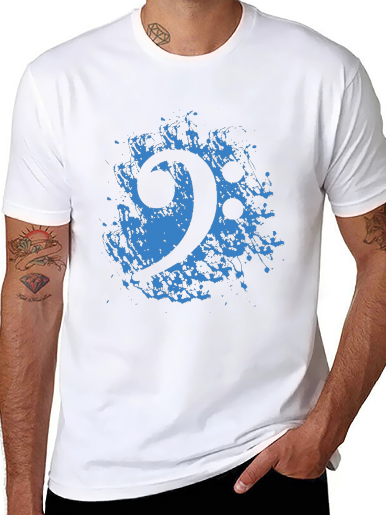 Bass Clef Splash T-Shirt - Black Music Tee