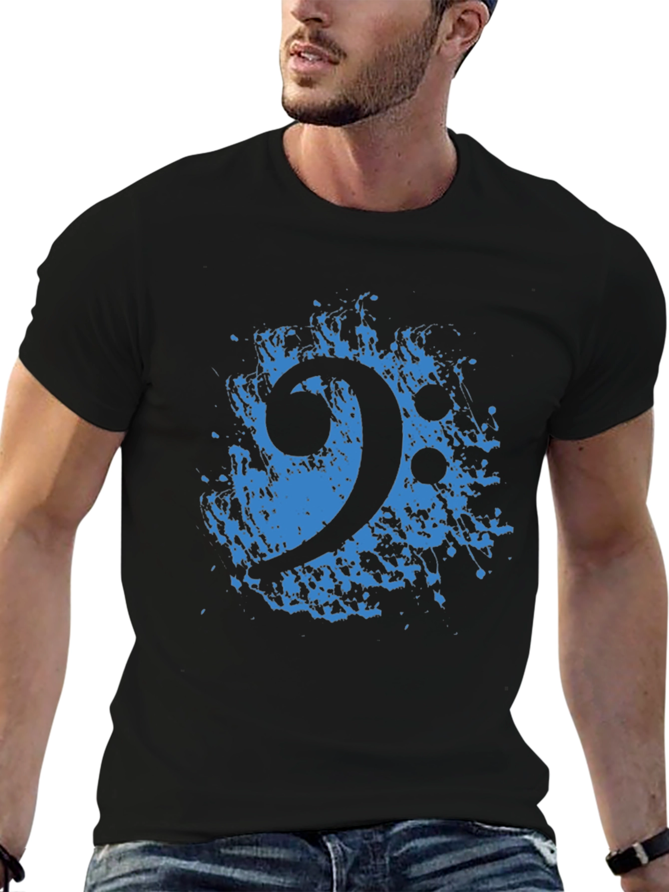 Bass Clef Splash T-Shirt - Black Music Tee