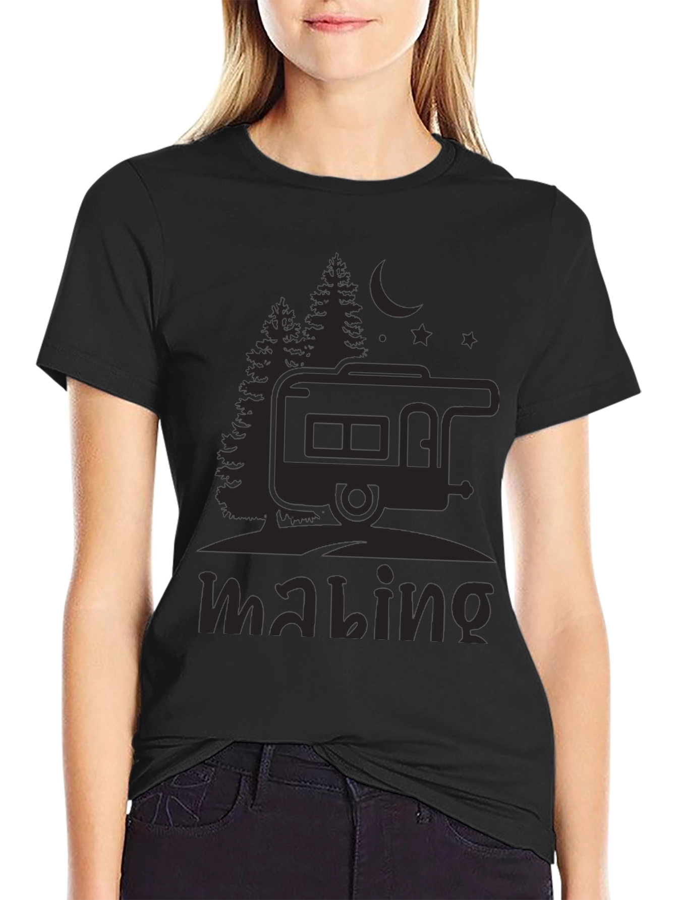 Camping Adventure Black T-Shirt
