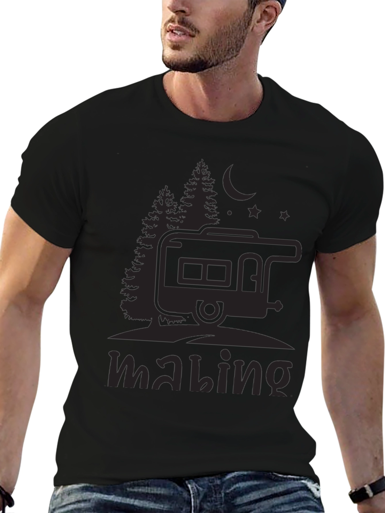 Camping Adventure Black T-Shirt