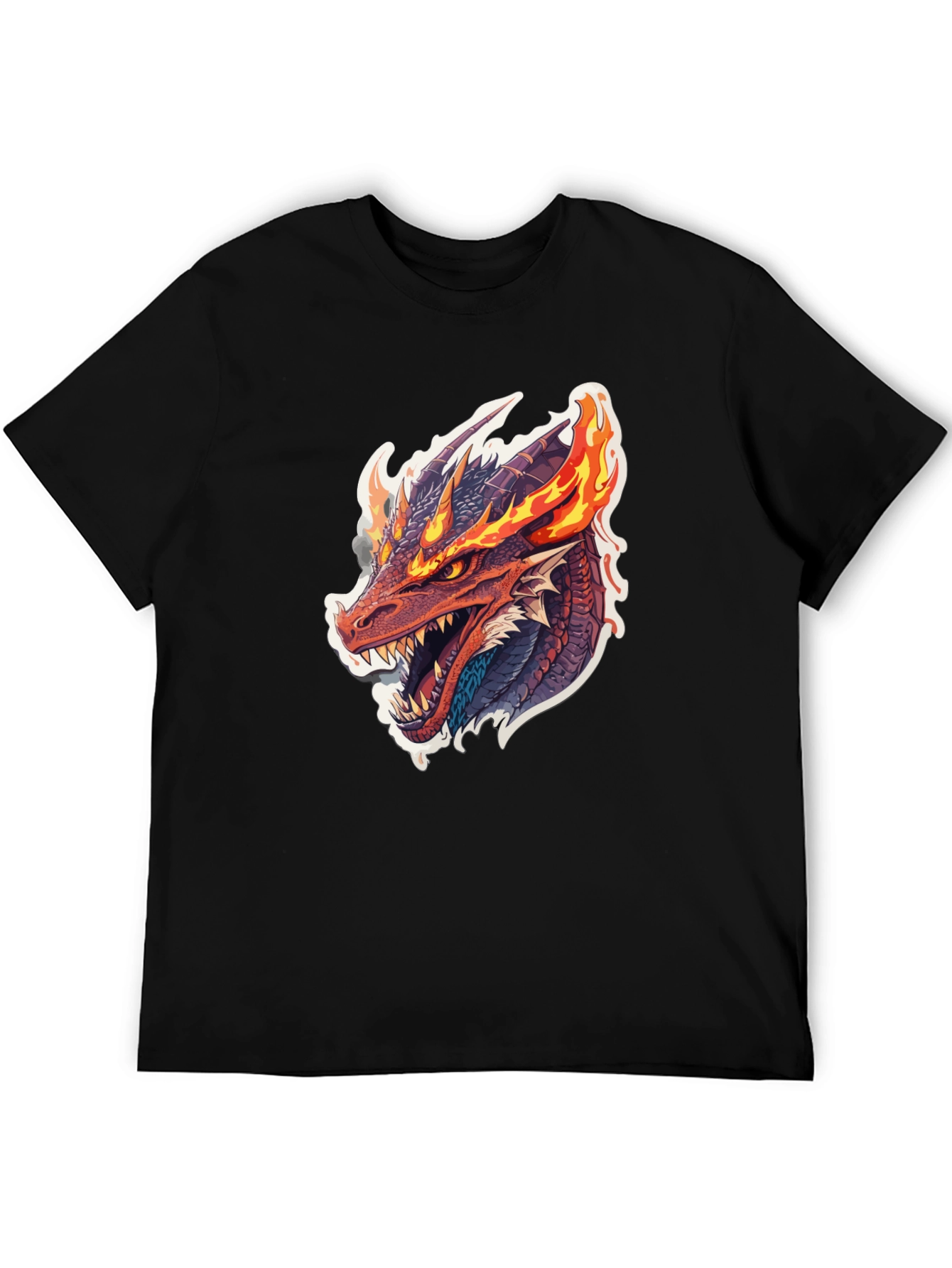 Fiery Dragon Graphic Tee - Mens Black T-Shirt