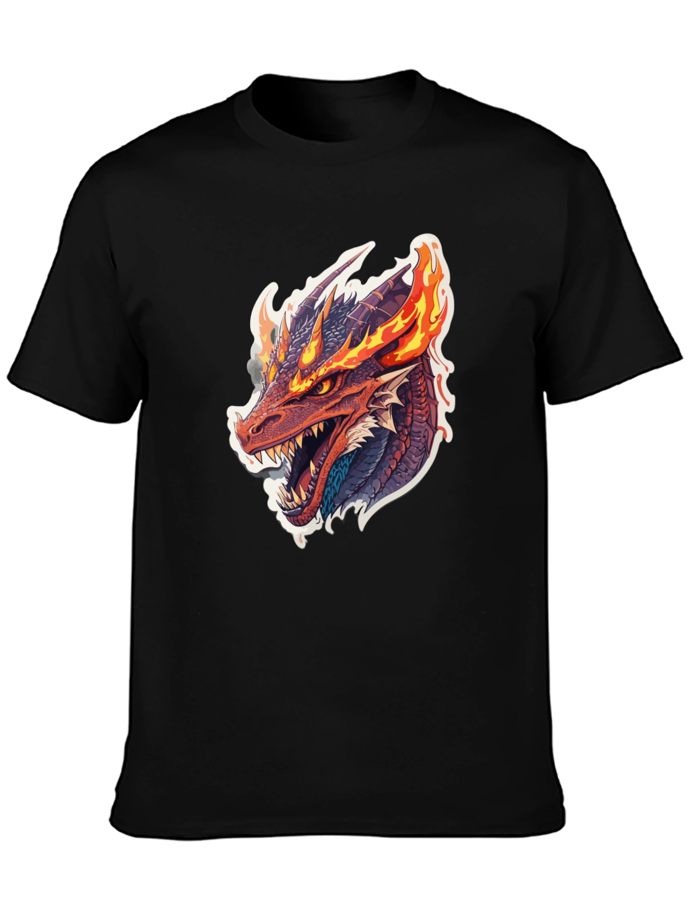 Fiery Dragon Graphic Tee - Mens Black T-Shirt