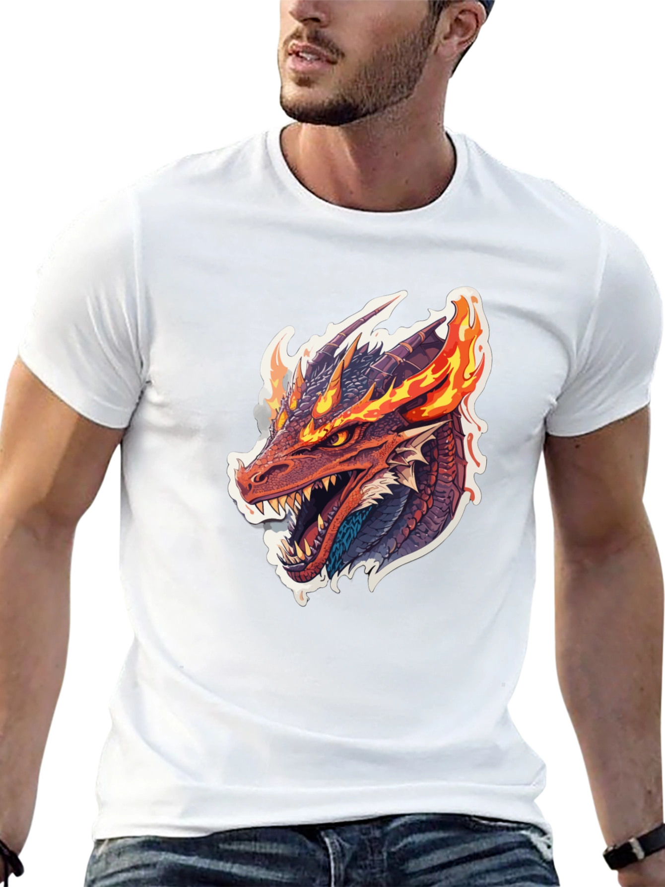 Fiery Dragon Graphic Tee - Mens Black T-Shirt