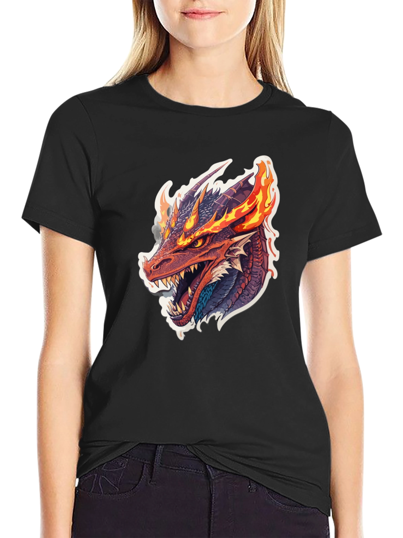 Fiery Dragon Graphic Tee - Mens Black T-Shirt