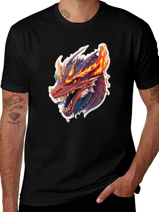 Fiery Dragon Graphic Tee - Mens Black T-Shirt