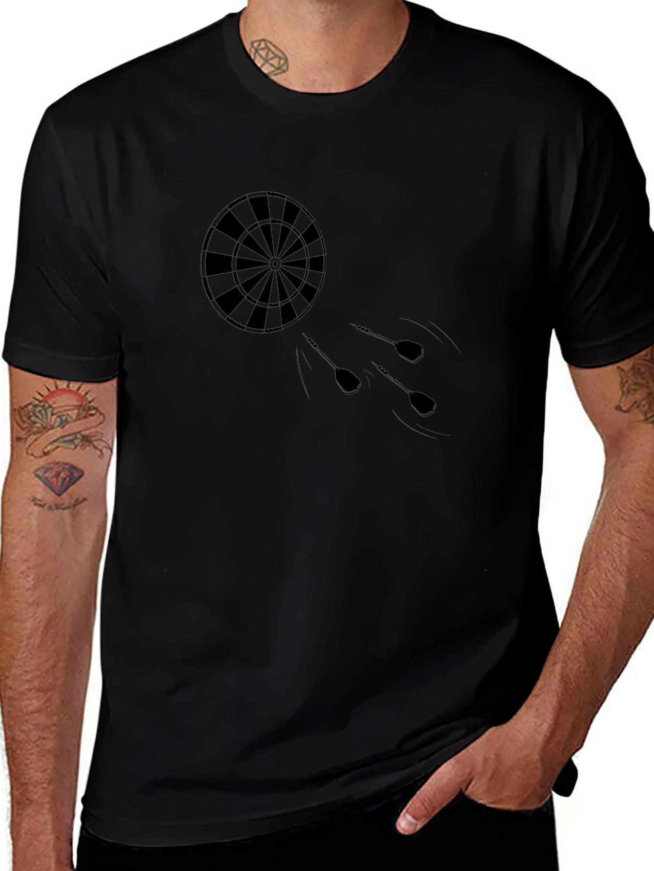 Darts Graphic Tee - Stylish Black T-Shirt