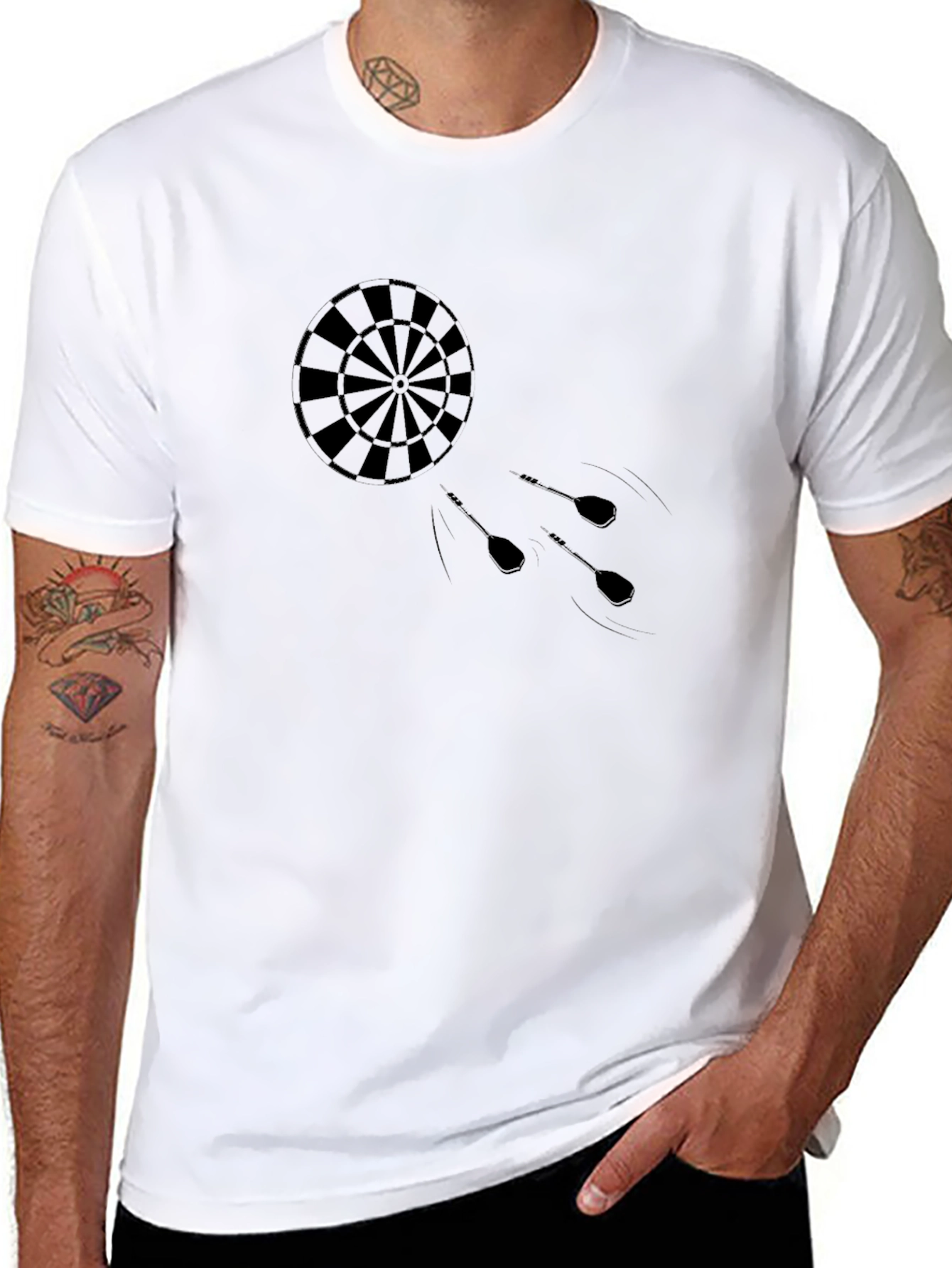 Darts Graphic Tee - Stylish Black T-Shirt