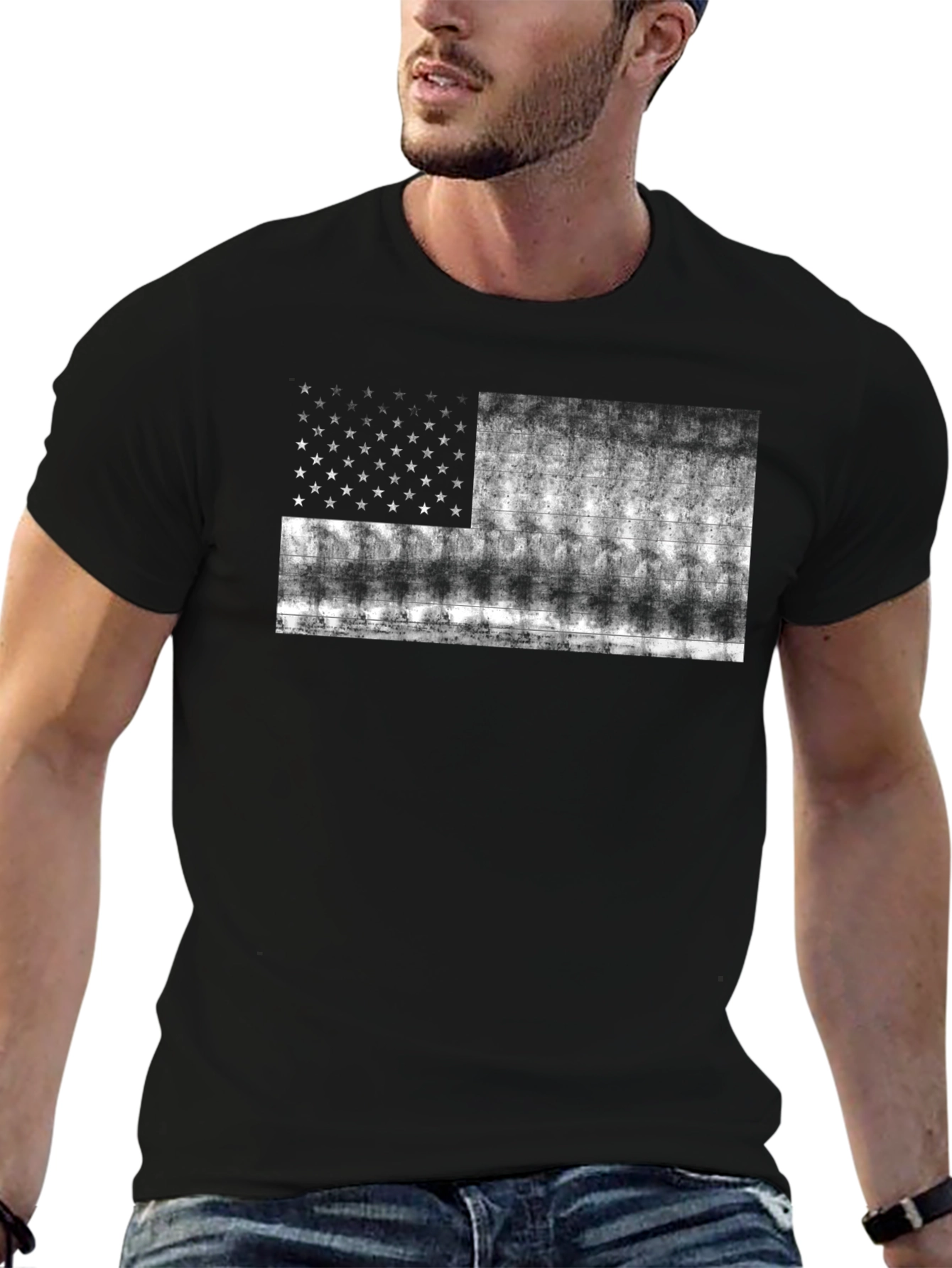 Distressed American Flag Graphic T-Shirt