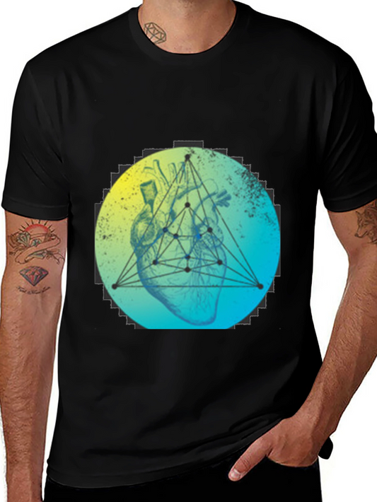 Geometric Heart T-Shirt - Modern Graphic Tee