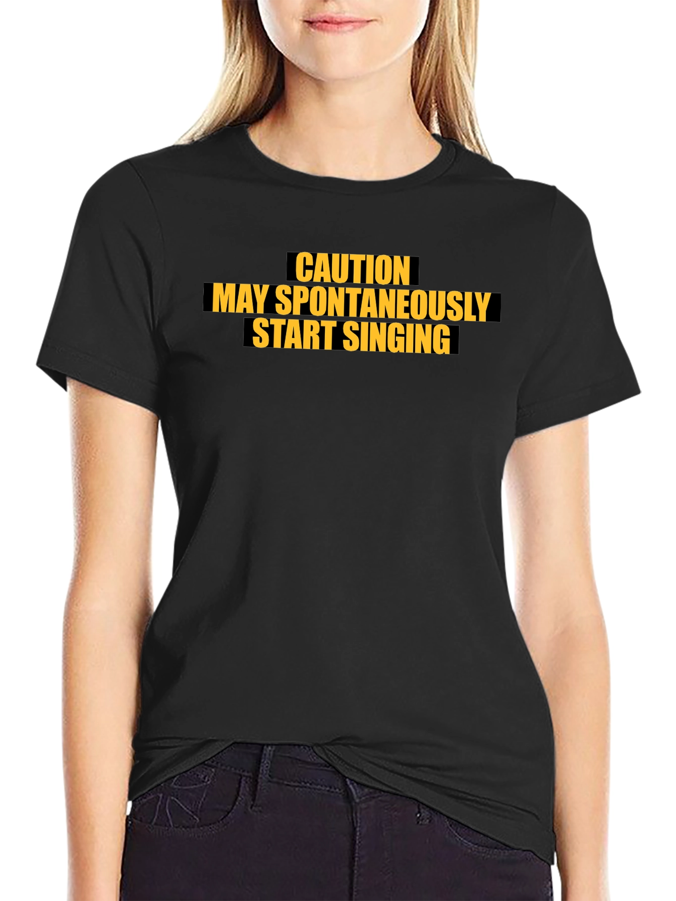 Caution May Spontaneously Start Singing Black T-Shirt