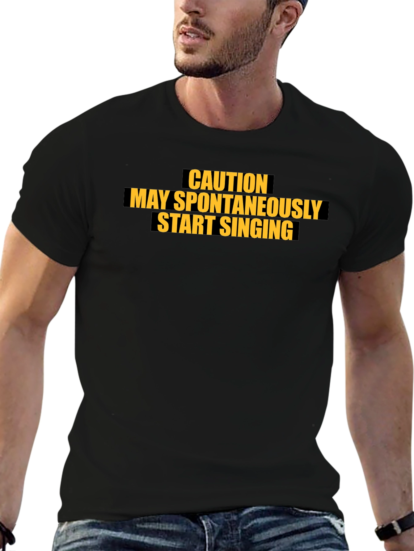 Caution May Spontaneously Start Singing Black T-Shirt