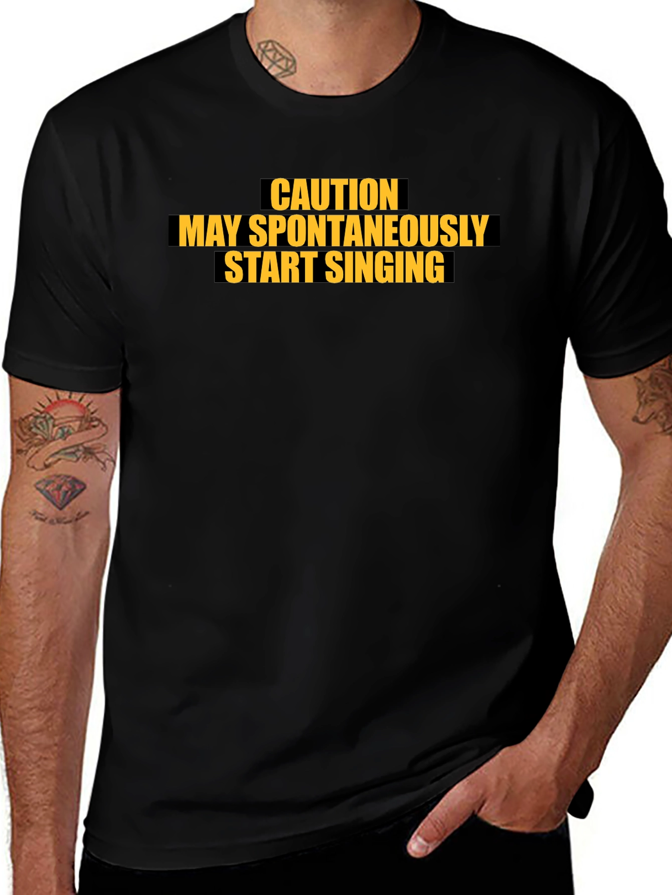 Caution May Spontaneously Start Singing Black T-Shirt