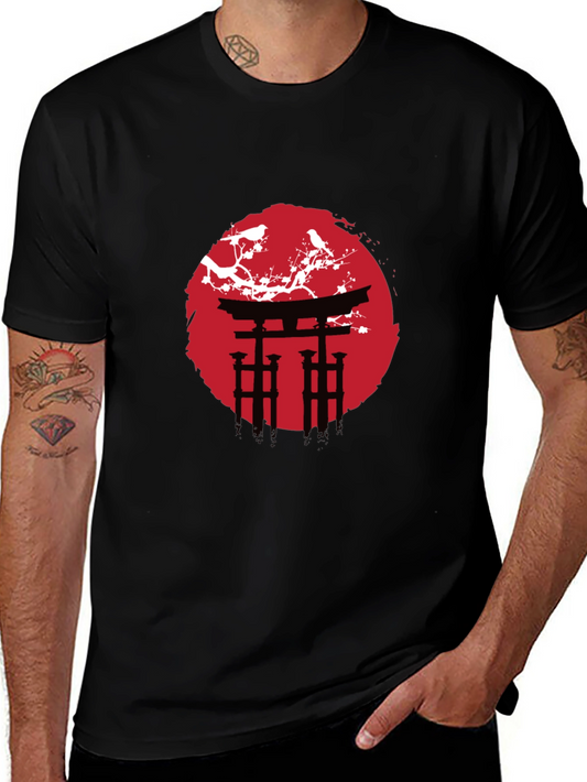 Japanese Torii Gate Graphic Tee - Mens Black T-Shirt