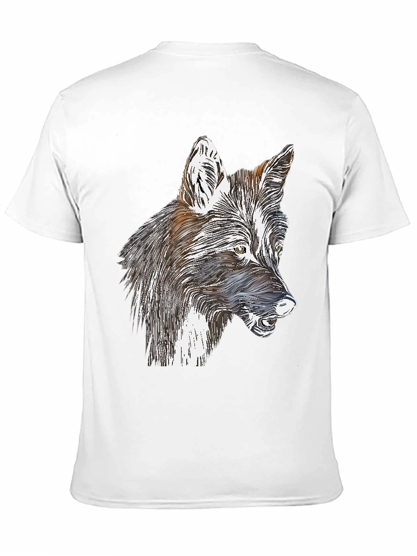Stylized Wolf Graphic Print Black T-Shirt