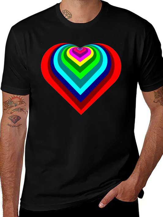 Rainbow Heart Graphic Black T-Shirt