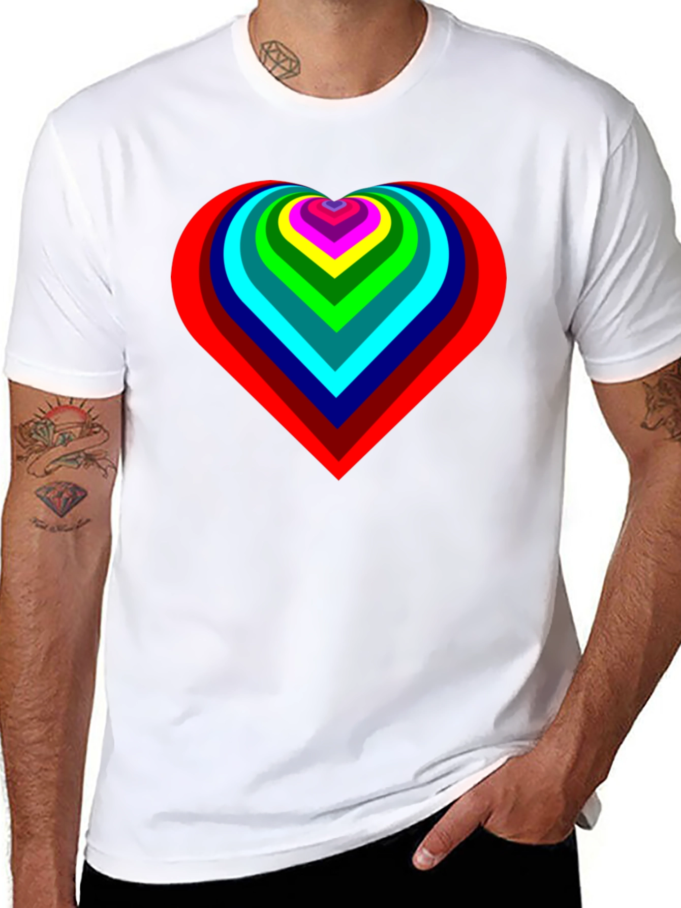 Rainbow Heart Graphic Black T-Shirt
