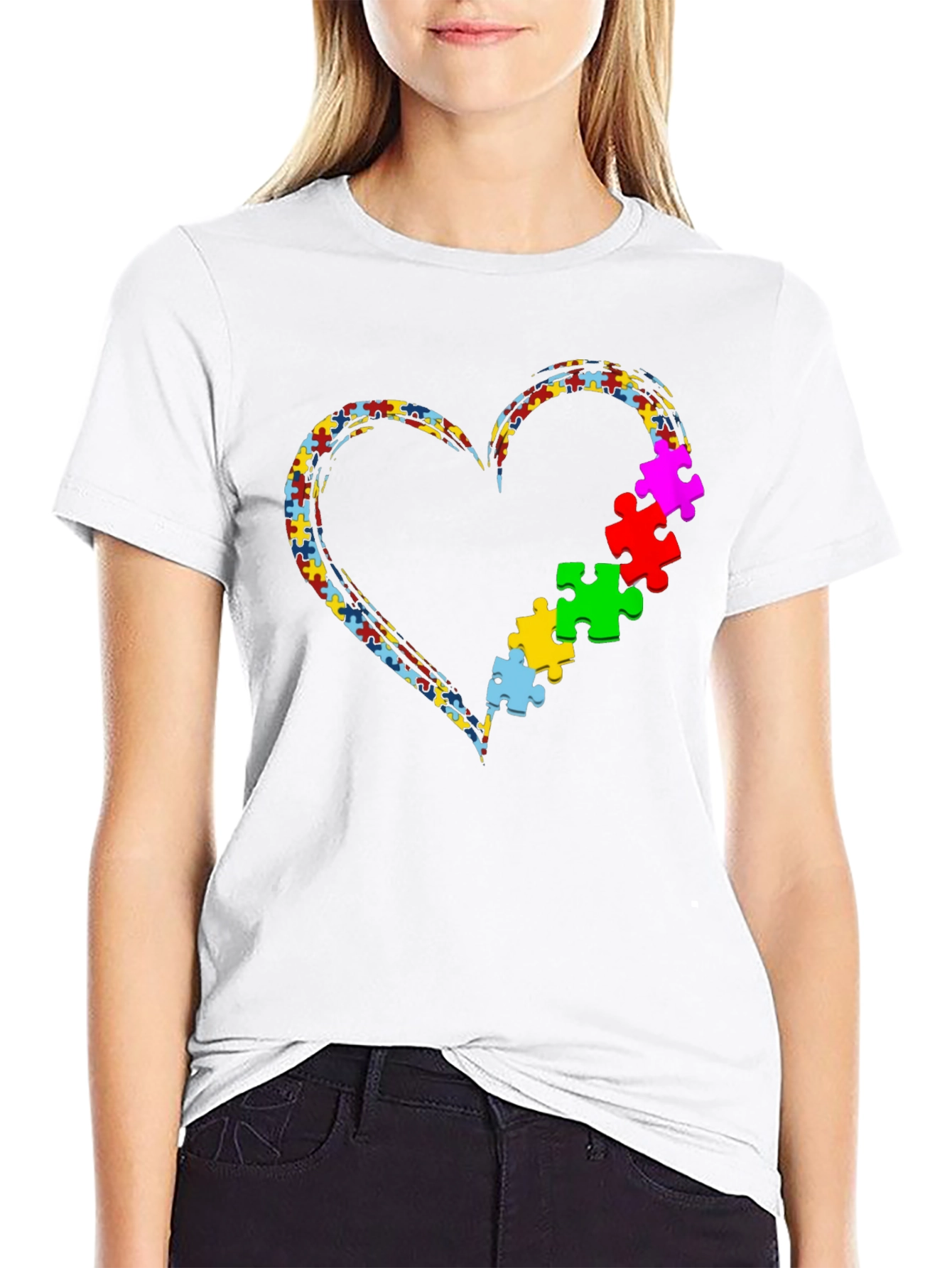Autism Awareness Heart Puzzle Piece T-Shirt