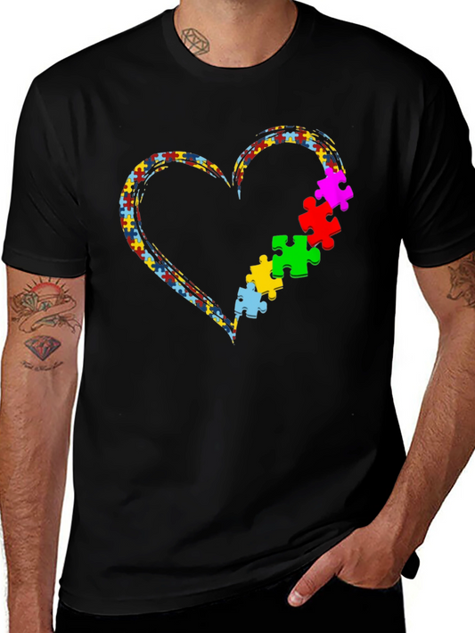 Autism Awareness Heart Puzzle Piece T-Shirt
