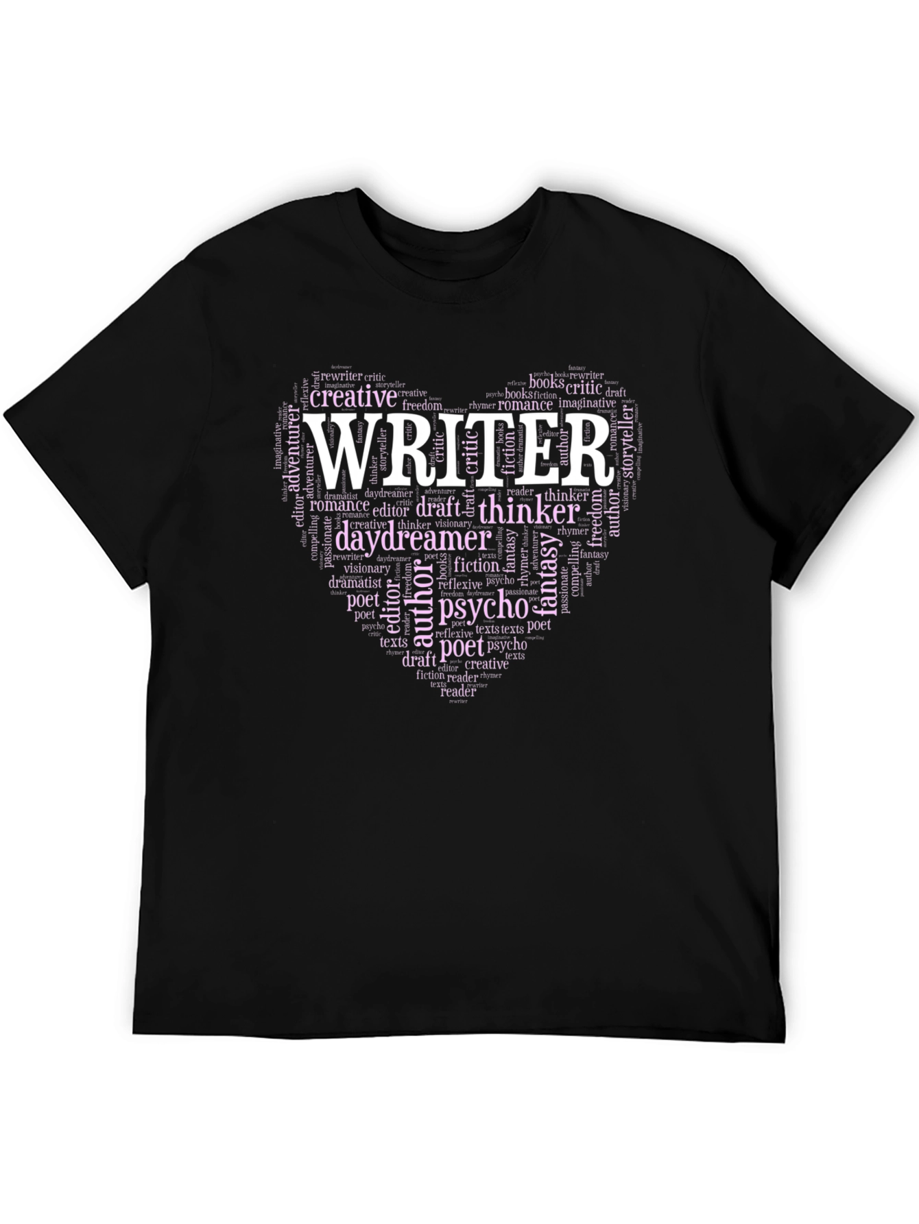 Writer Word Art Heart Graphic Tee