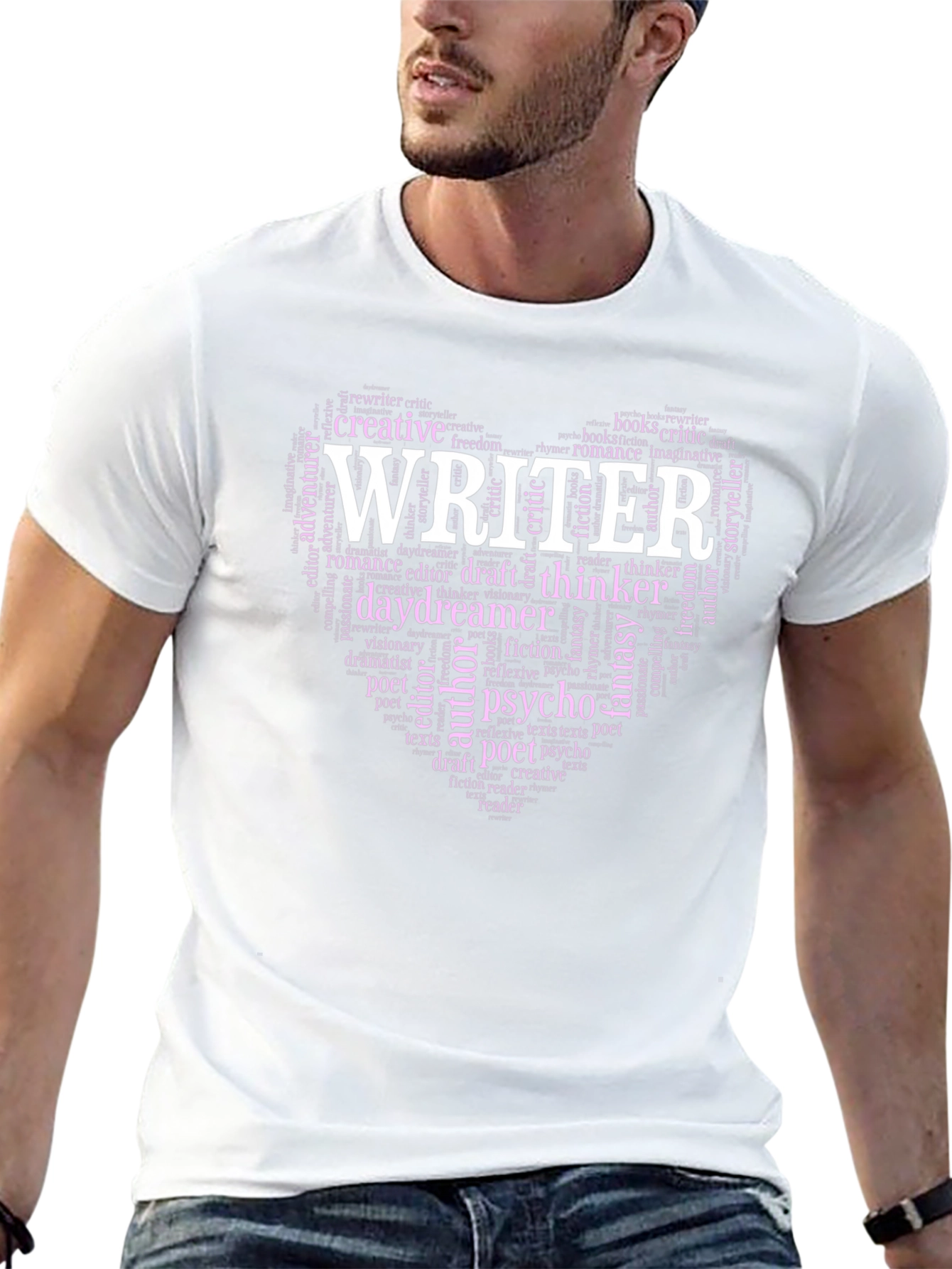 Writer Word Art Heart Graphic Tee