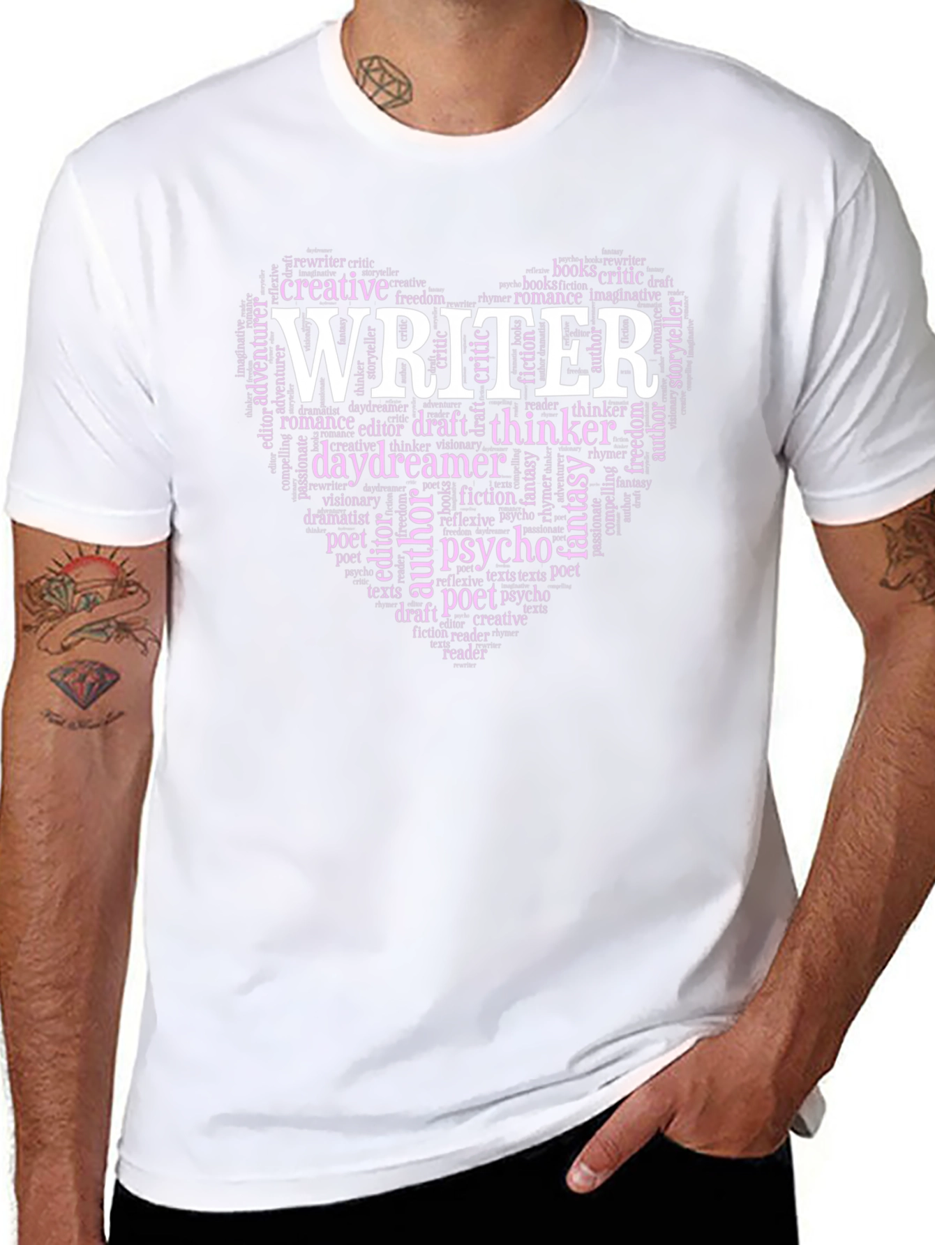 Writer Word Art Heart Graphic Tee