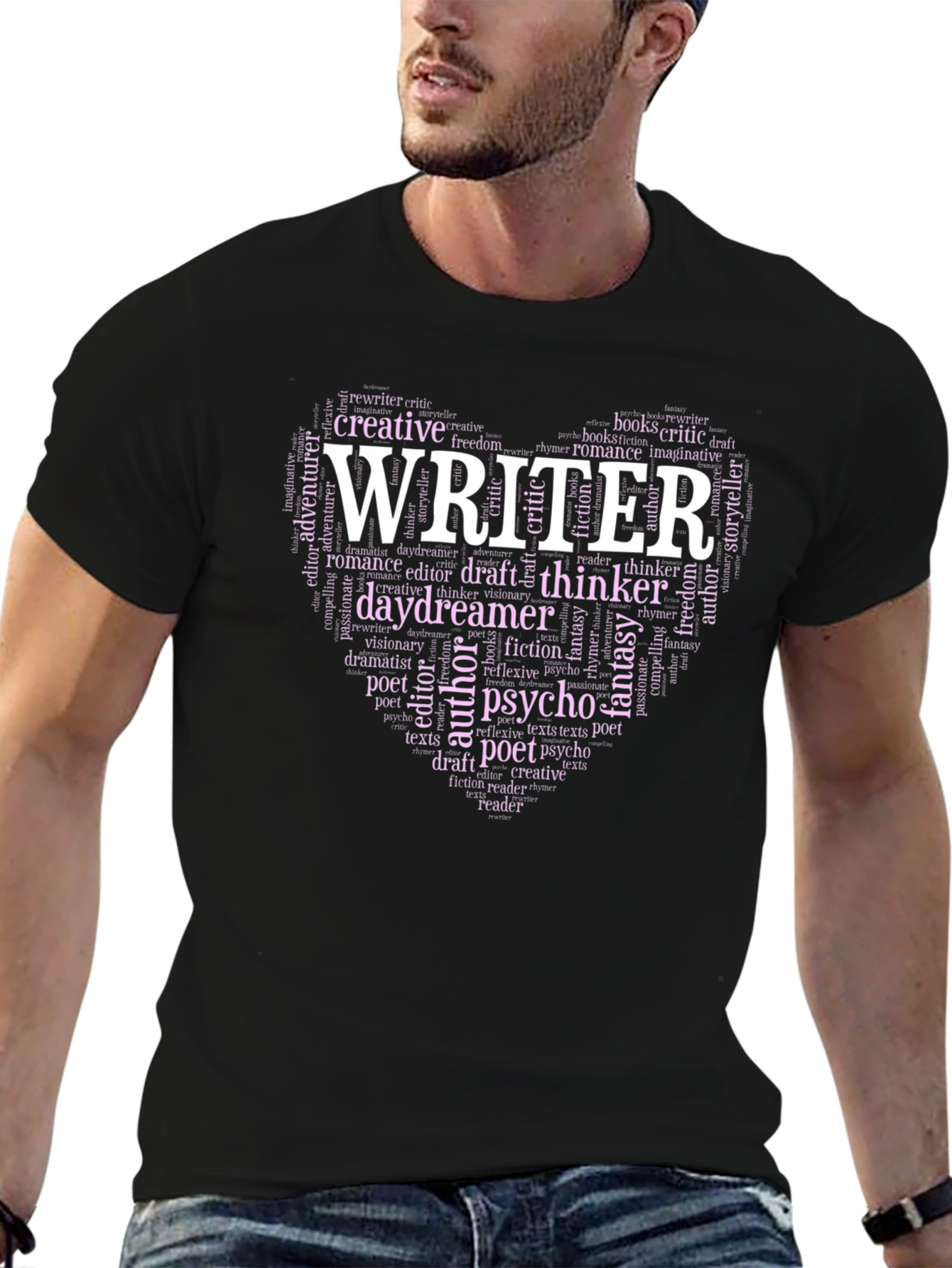 Writer Word Art Heart Graphic Tee