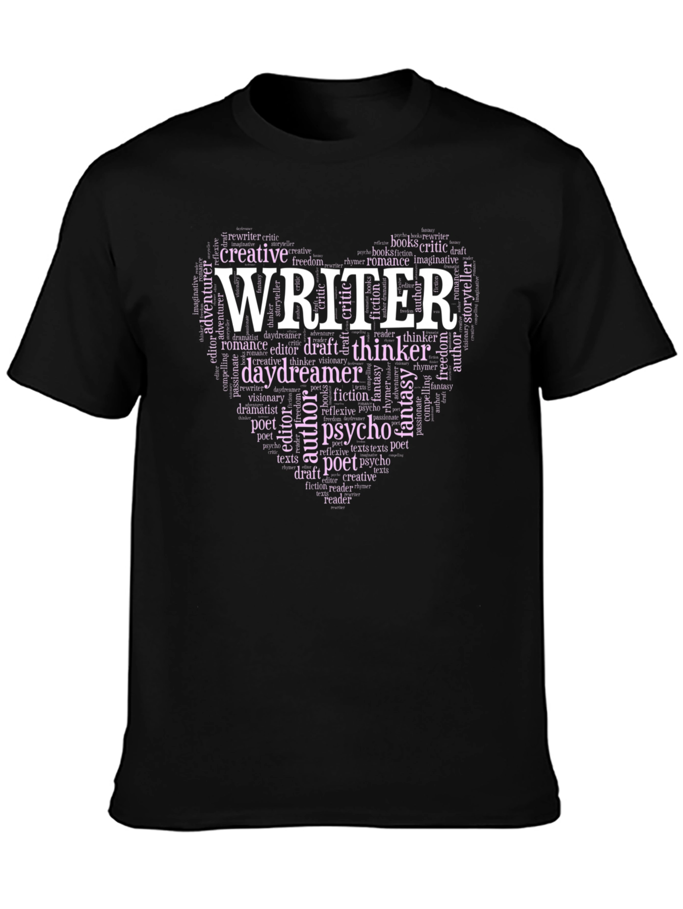Writer Word Art Heart Graphic Tee