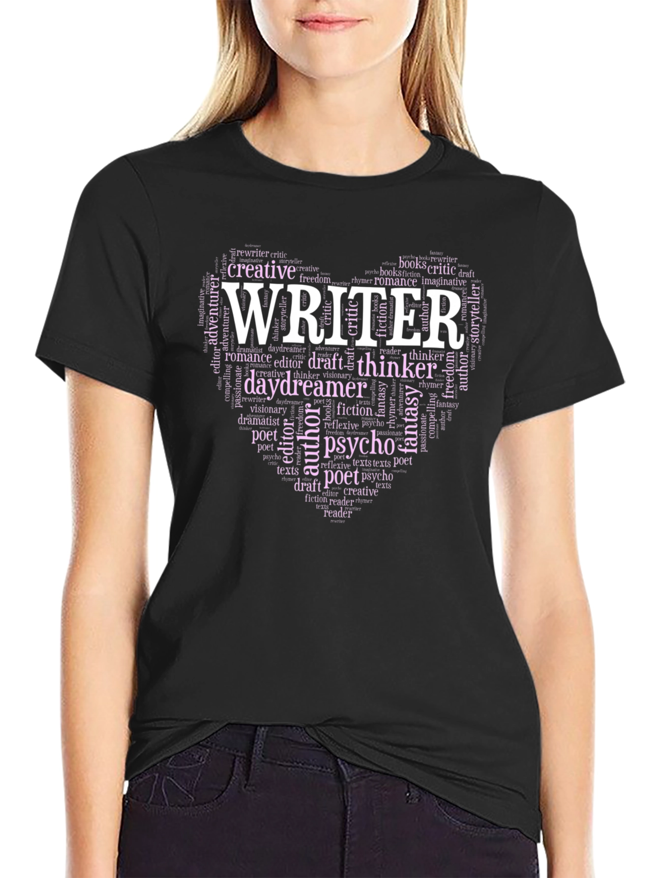 Writer Word Art Heart Graphic Tee