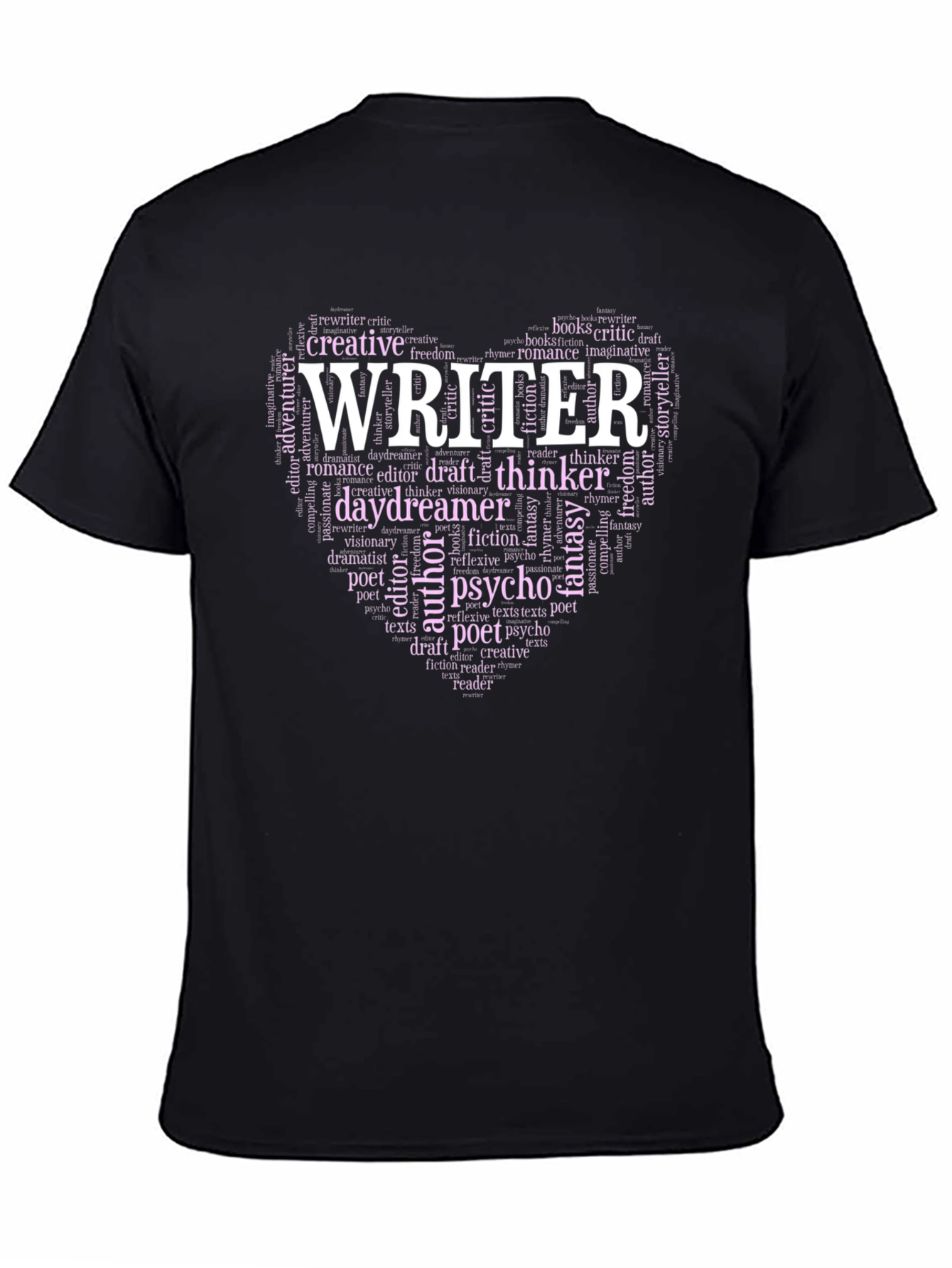 Writer Word Art Heart Graphic Tee