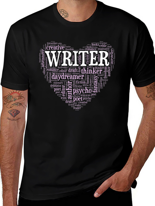 Writer Word Art Heart Graphic Tee