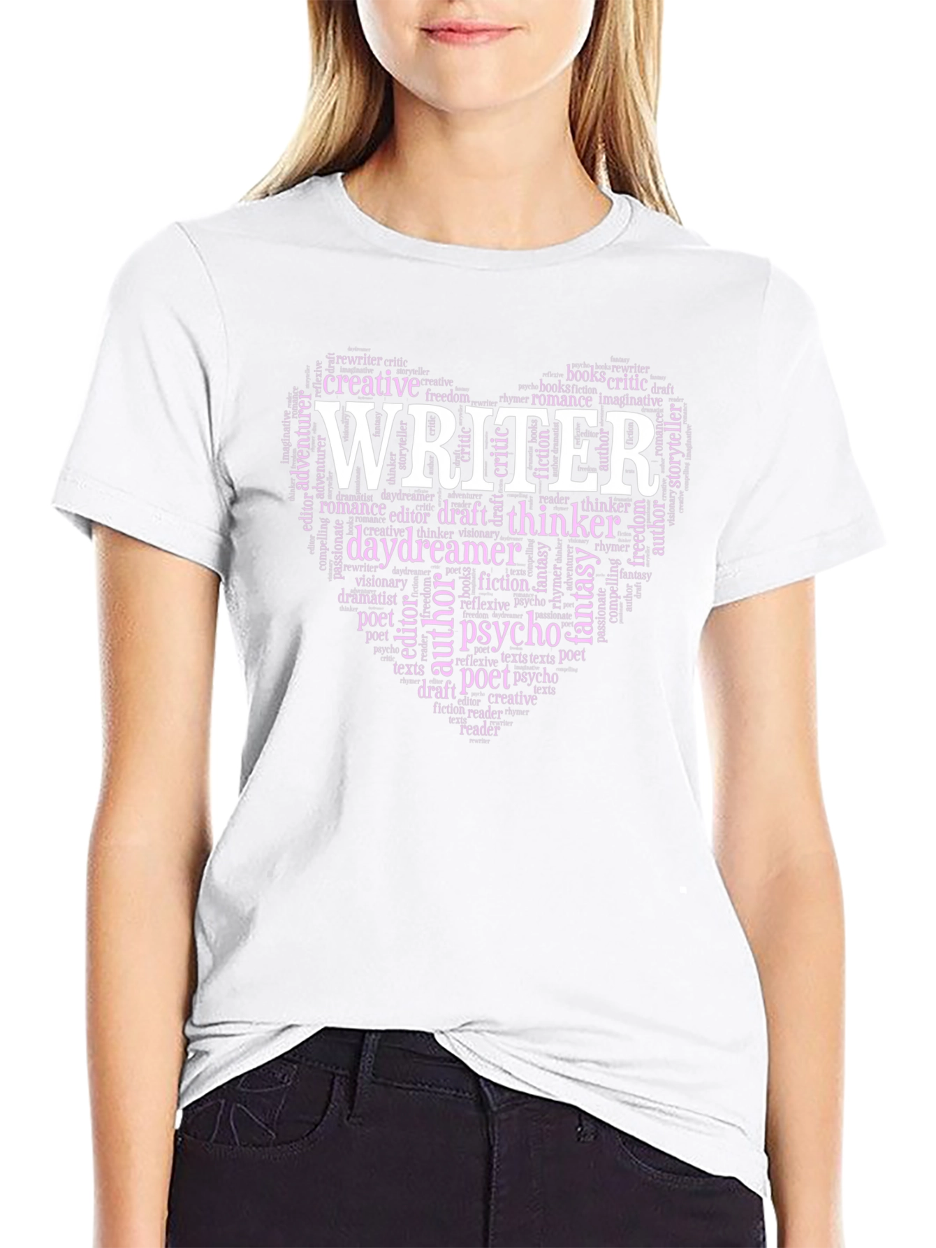 Writer Word Art Heart Graphic Tee