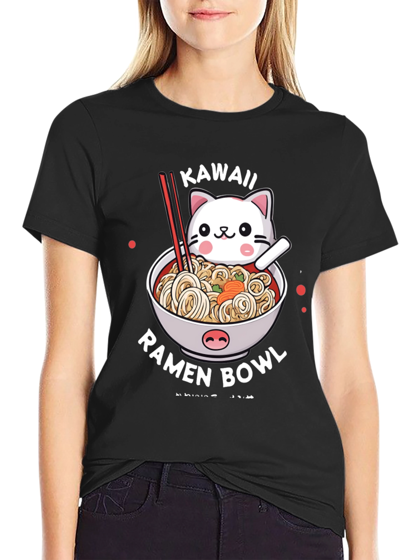 Kawaii Cat Ramen Bowl T-Shirt - Unisex Graphic Tee