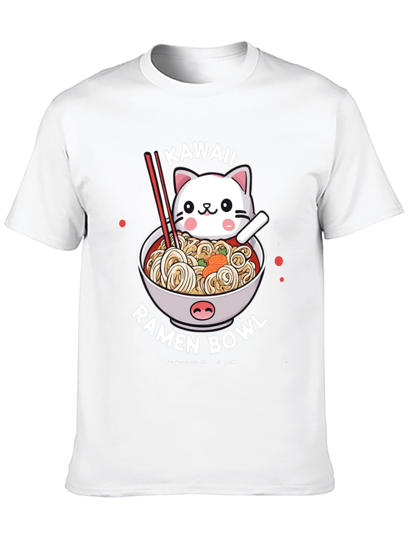 Kawaii Cat Ramen Bowl T-Shirt - Unisex Graphic Tee