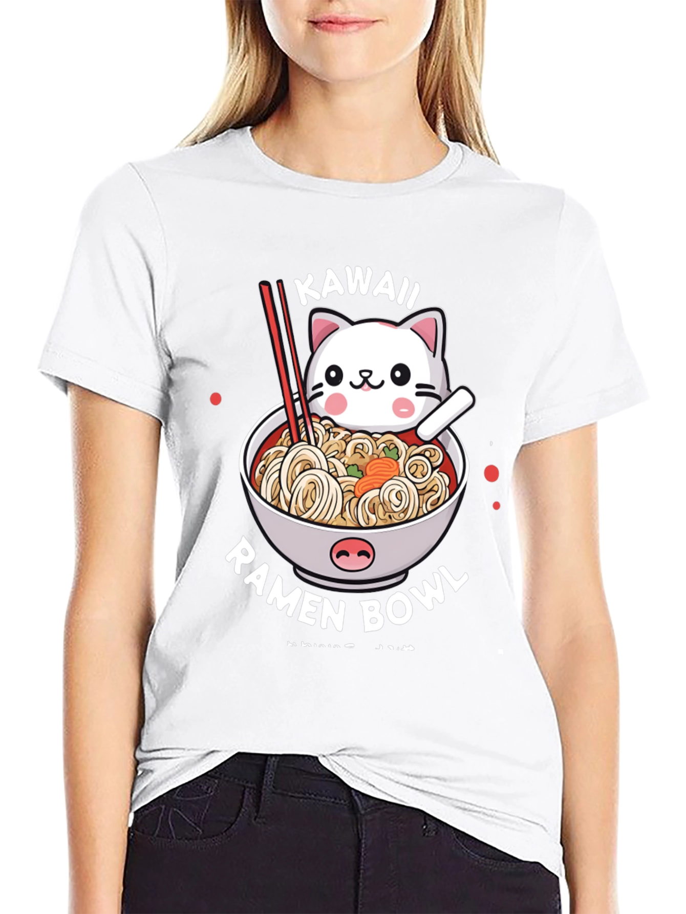 Kawaii Cat Ramen Bowl T-Shirt - Unisex Graphic Tee