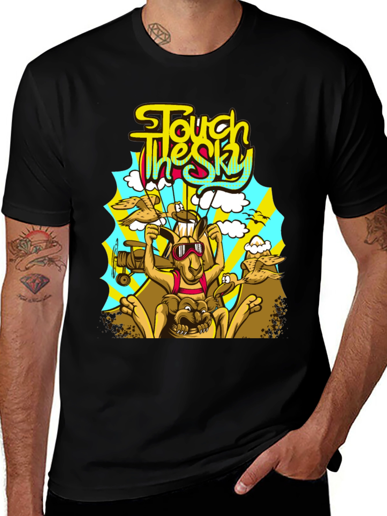 Touch the Sky Kangaroo Graphic Tee - Black