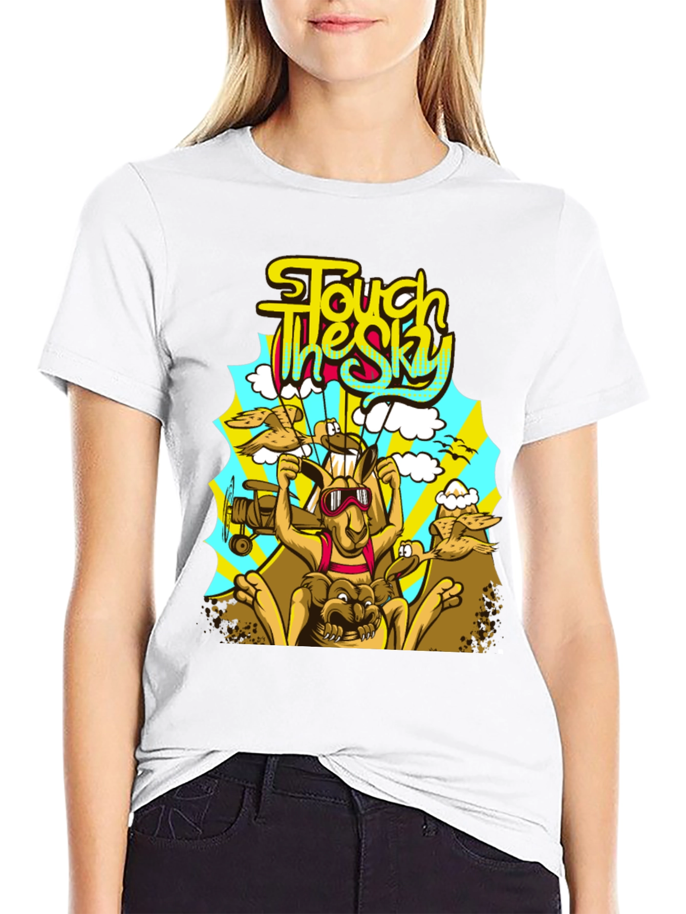 Touch the Sky Kangaroo Graphic Tee - Black