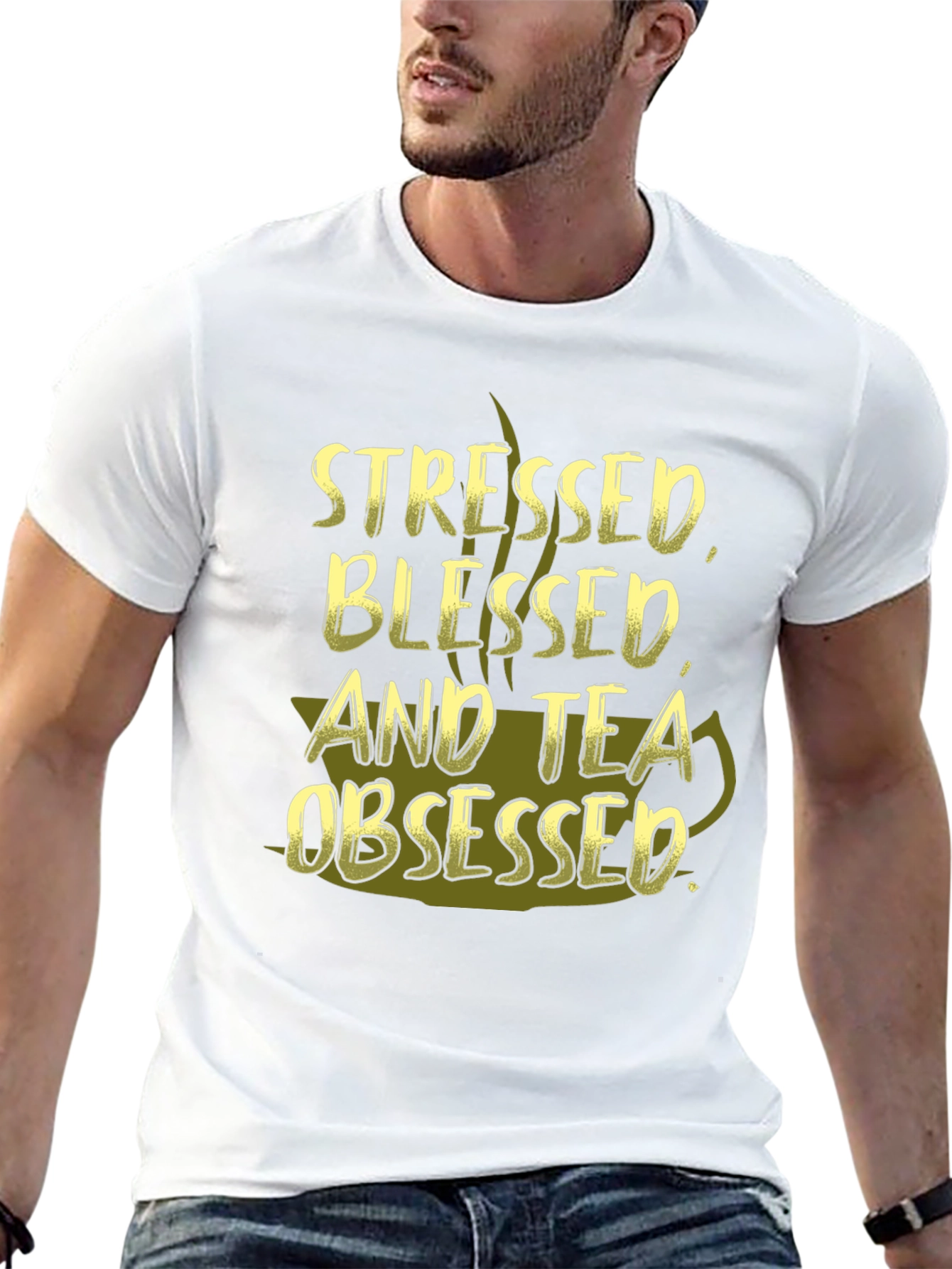 Stressed Blessed and Tea Obsessed Black T-Shirt