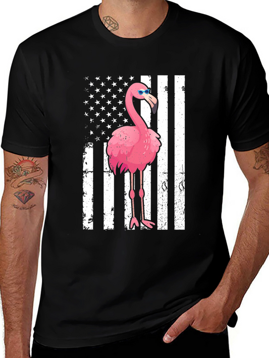 Flamingo USA Flag Graphic Tee