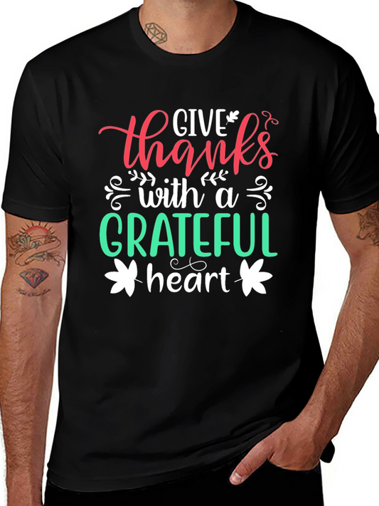 Grateful Heart Graphic Tee - Thanksgiving Shirt
