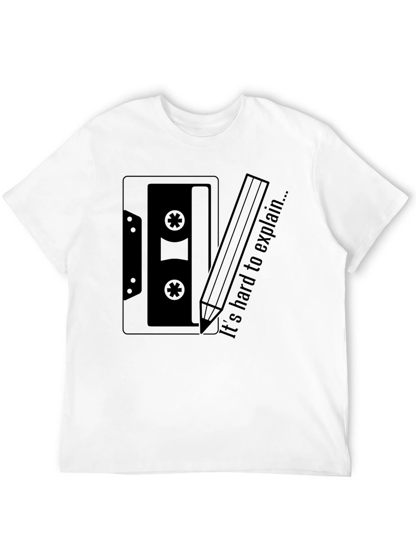 Retro Cassette Tape & Pencil Graphic T-Shirt