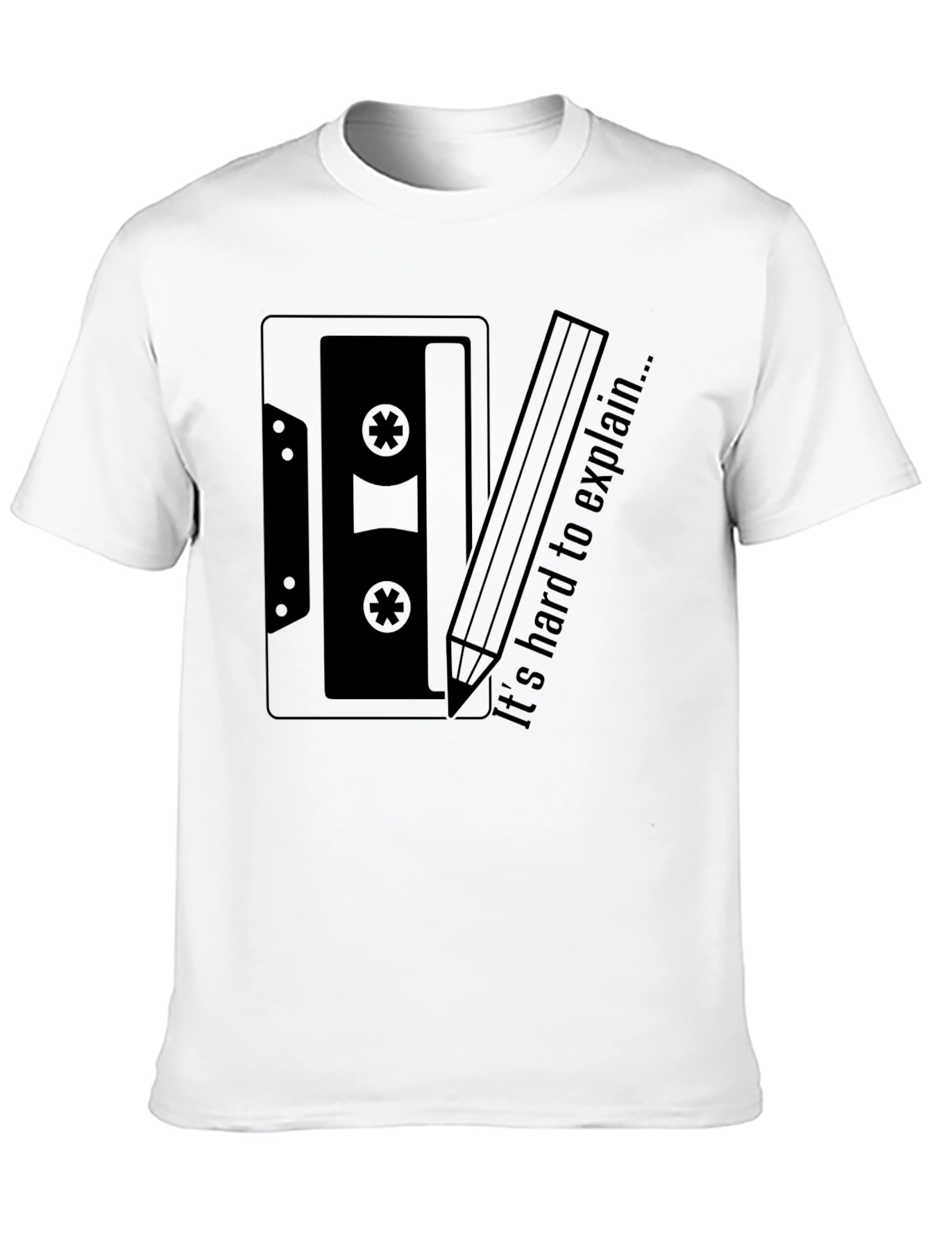 Retro Cassette Tape & Pencil Graphic T-Shirt