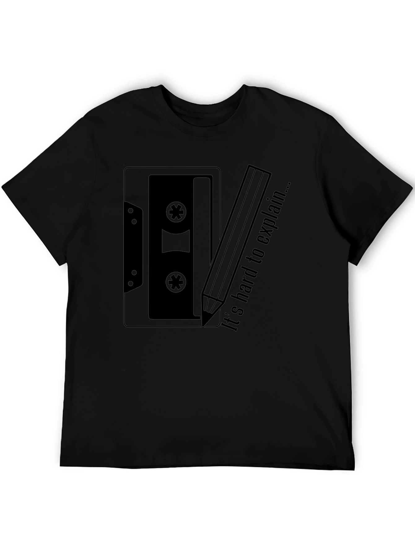 Retro Cassette Tape & Pencil Graphic T-Shirt