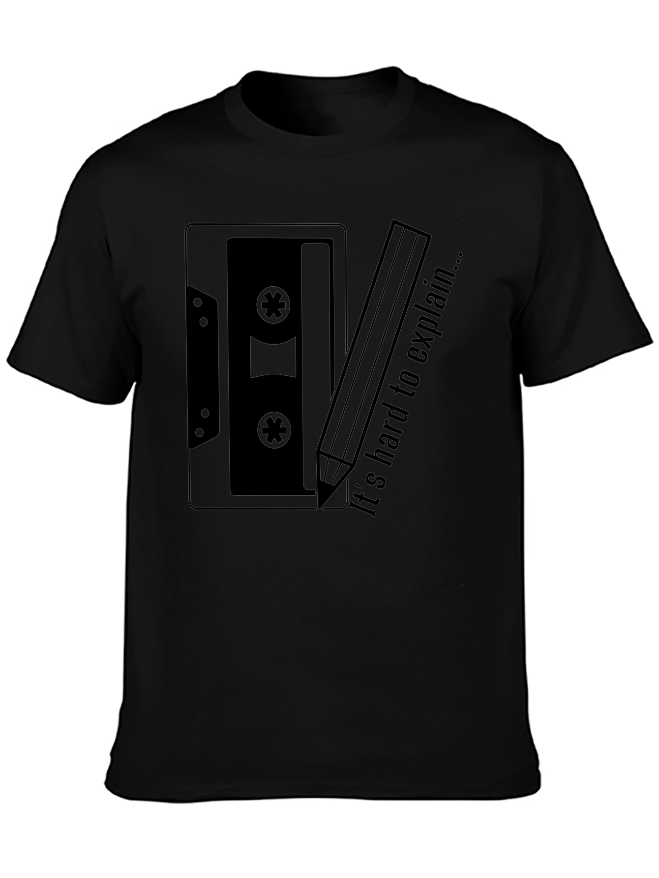 Retro Cassette Tape & Pencil Graphic T-Shirt