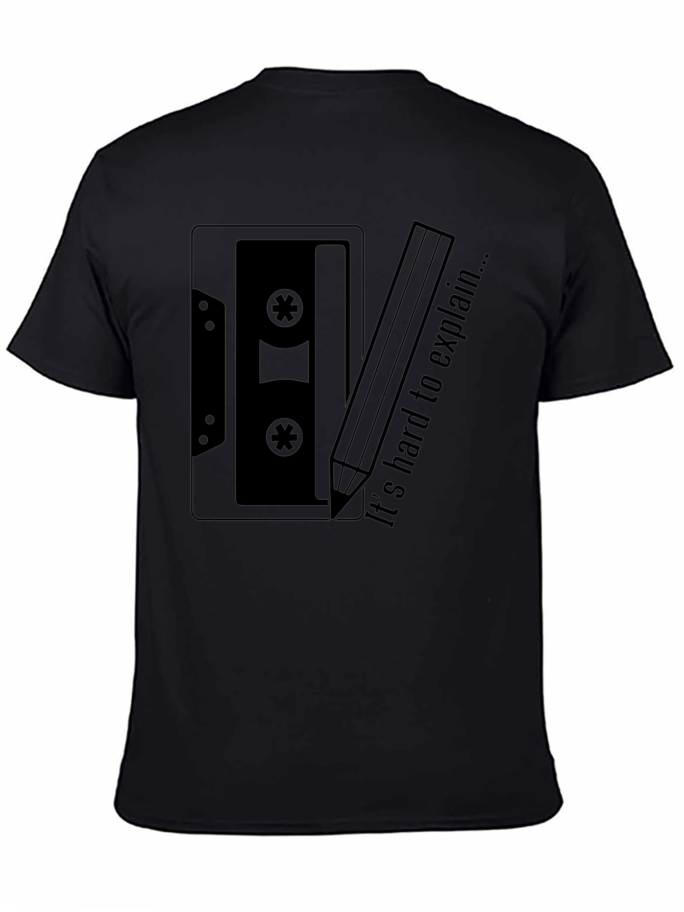 Retro Cassette Tape & Pencil Graphic T-Shirt