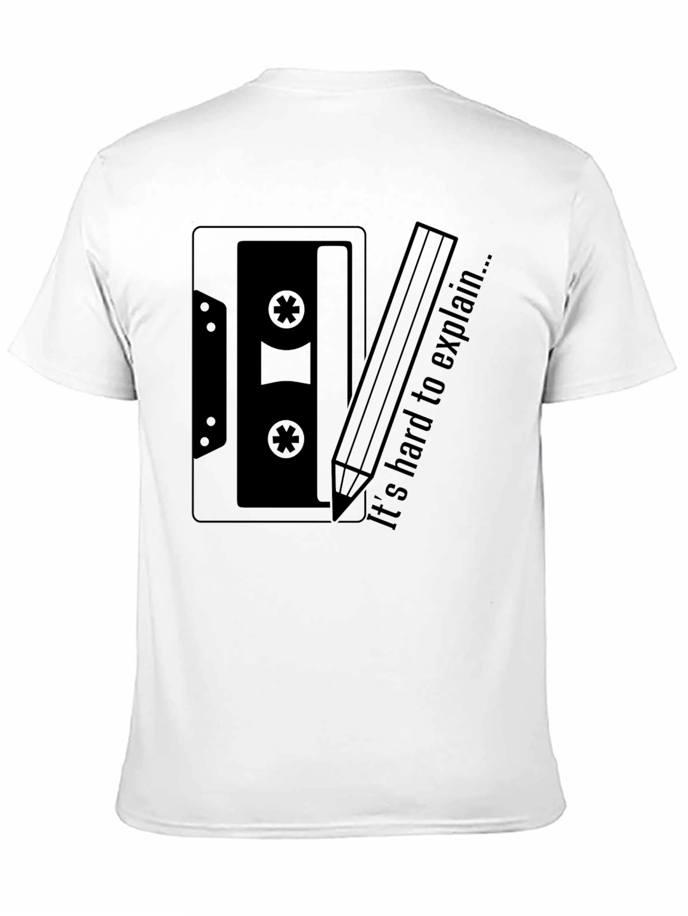 Retro Cassette Tape & Pencil Graphic T-Shirt