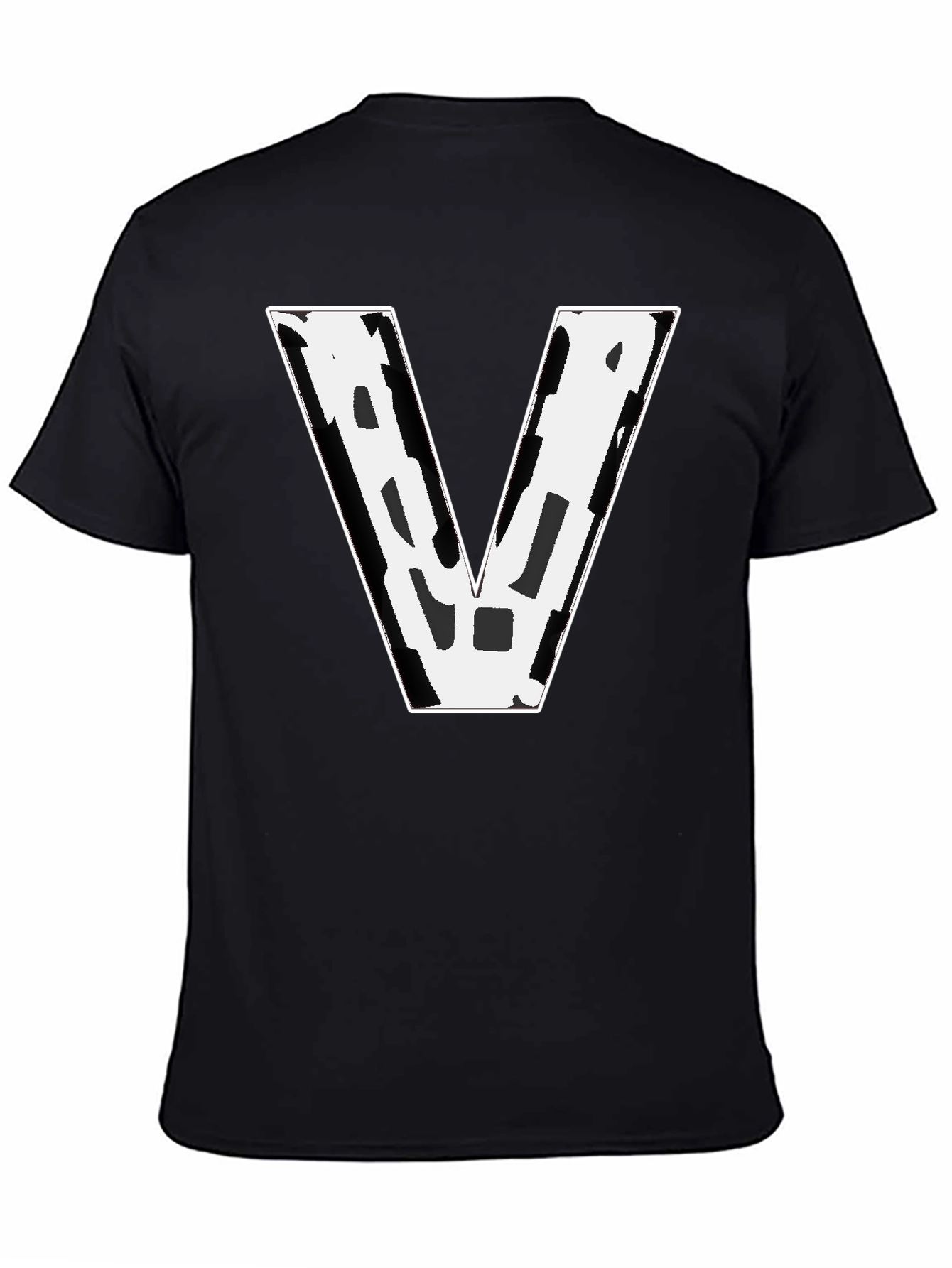 Bold V Graphic Tee - Black Cotton Blend